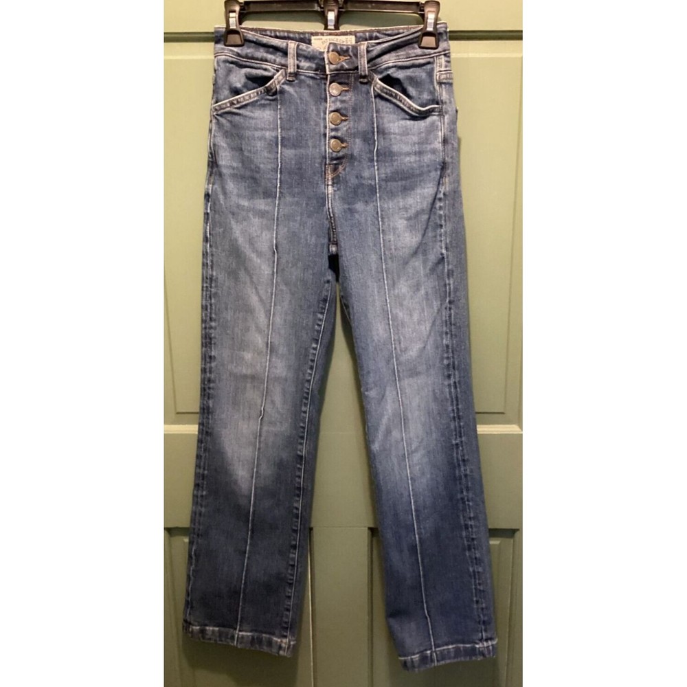 Fat Face UK Eco Denim Elise Wide Leg Size 2R UK 6R Exposed Button-Fly Jeans
